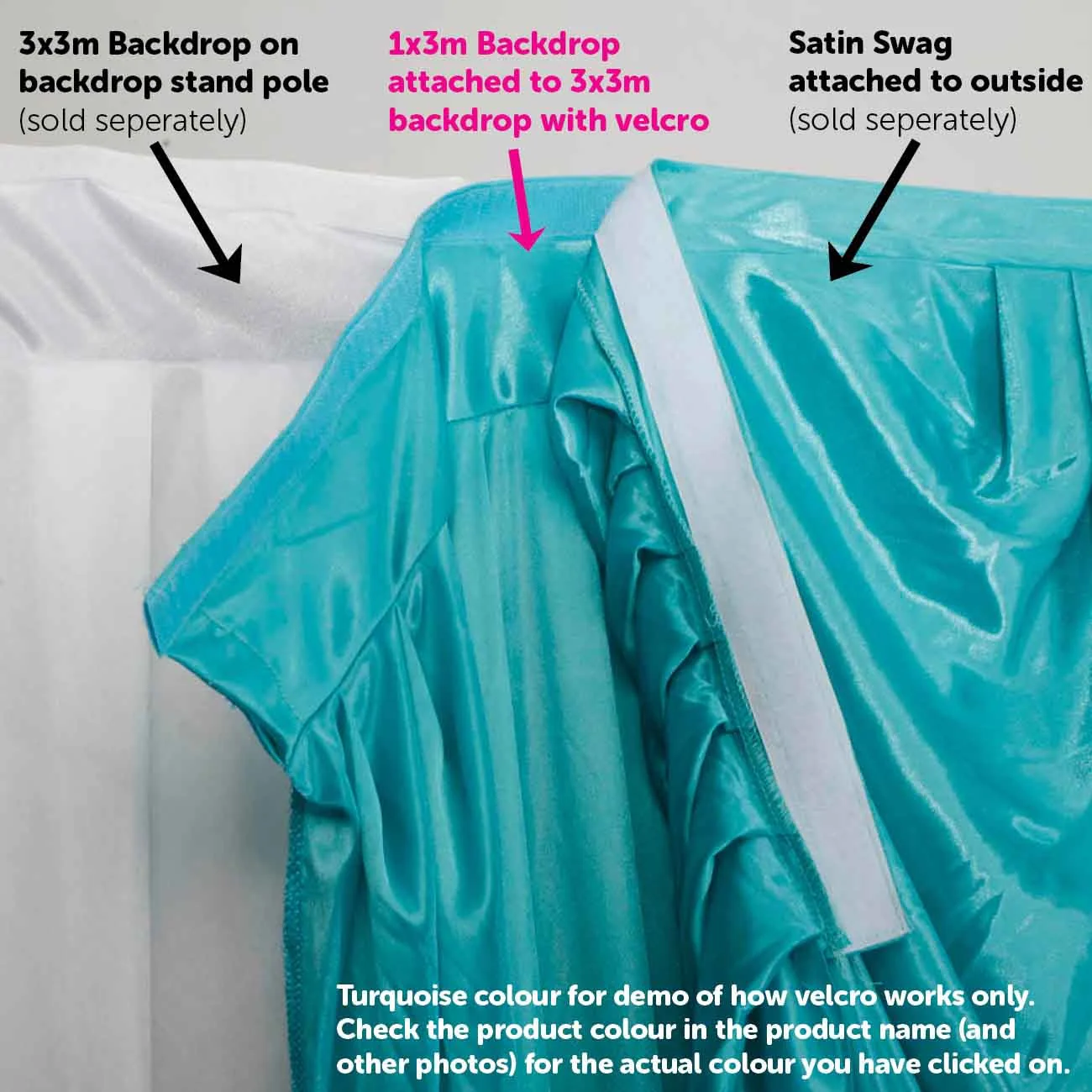 Ice Silk Satin Convertible Backdrop Panel - Hot Pink (1x3m) - Image 5